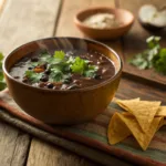Easy Black Bean Soup – Healthy, Hearty, and Quick 9 Bowl of black bean soup garnished with cilantro