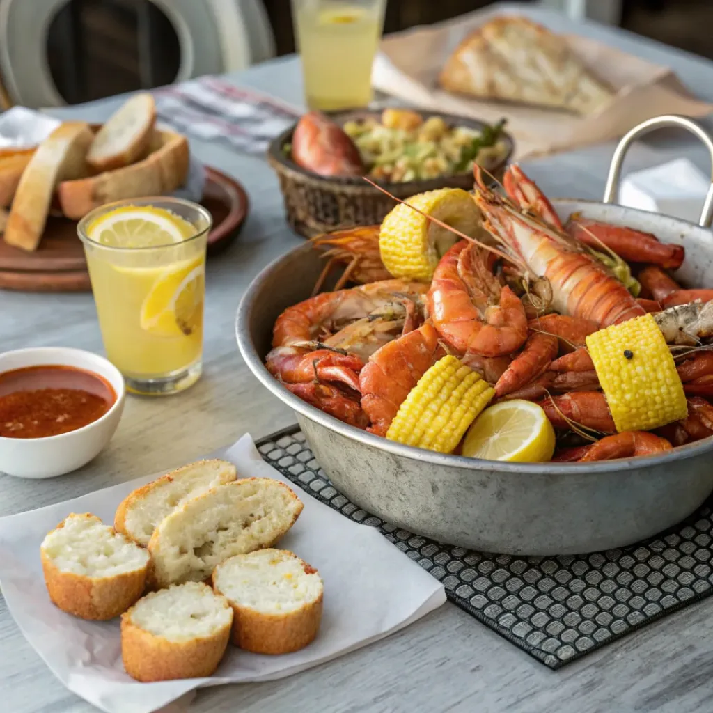 Cajun Seafood Boil – Flavor-Packed Coastal Feast 8 Cajun Seafood Boil served with lemon wedges and garlic butter