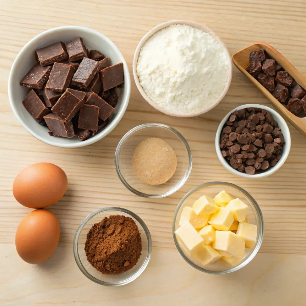 Candy Bar Brownies – Gooey, Rich, and Irresistible 6 Overhead view of brownie and candy bar ingredients