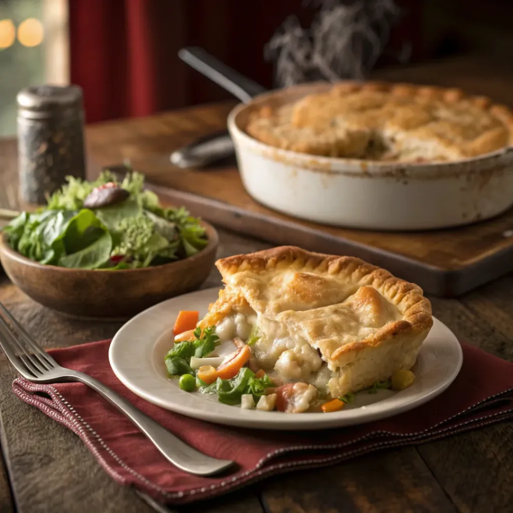 Easy Chicken Pot Pie Casserole Recipe – Perfect Weeknight Meal 8 Chicken pot pie casserole served with a side salad