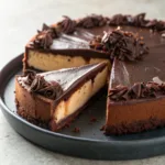 Chocolate Cheesecake – Rich, Creamy, and Decadent 9 Slice of chocolate cheesecake with ganache and chocolate shavings