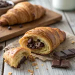 Flaky cookie croissant with chocolate filling