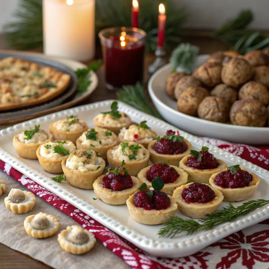 Festive platter of cranberry brie bites