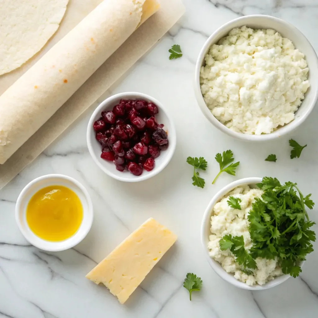 Cranberry Cream Cheese Pinwheels with Feta & Herbs 6 Ingredients for cranberry feta pinwheels