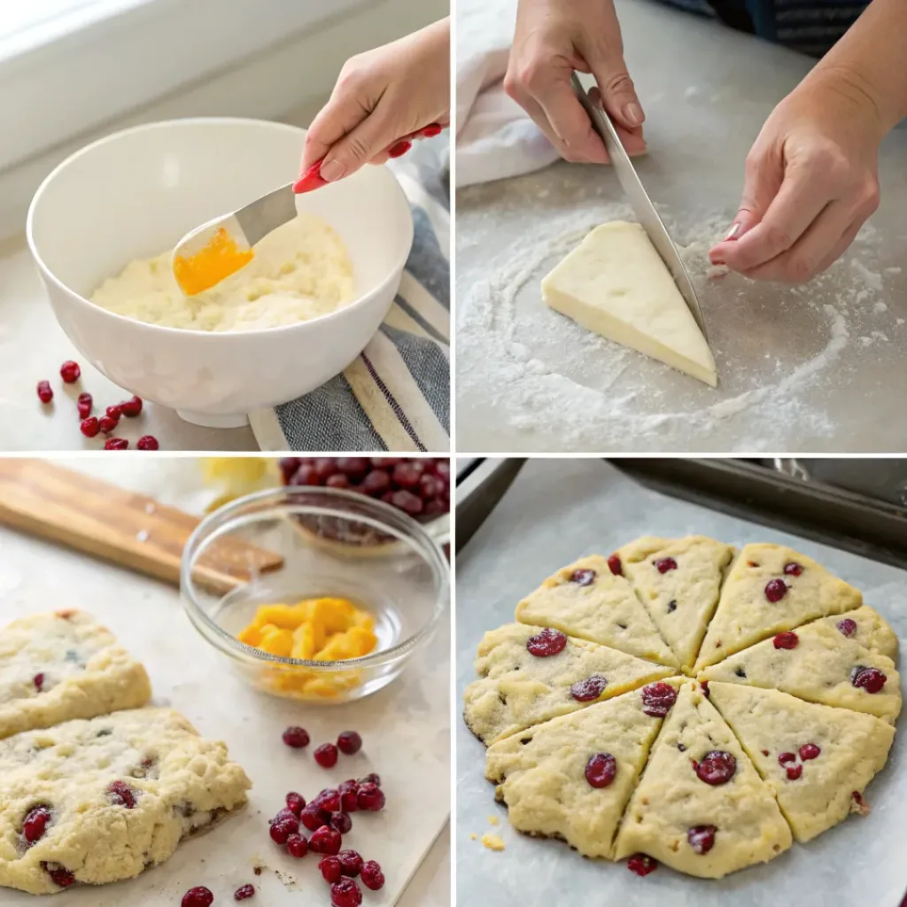 How to Make Perfect Cranberry Orange Scones 7 Step-by-step process of making Cranberry Orange Scones