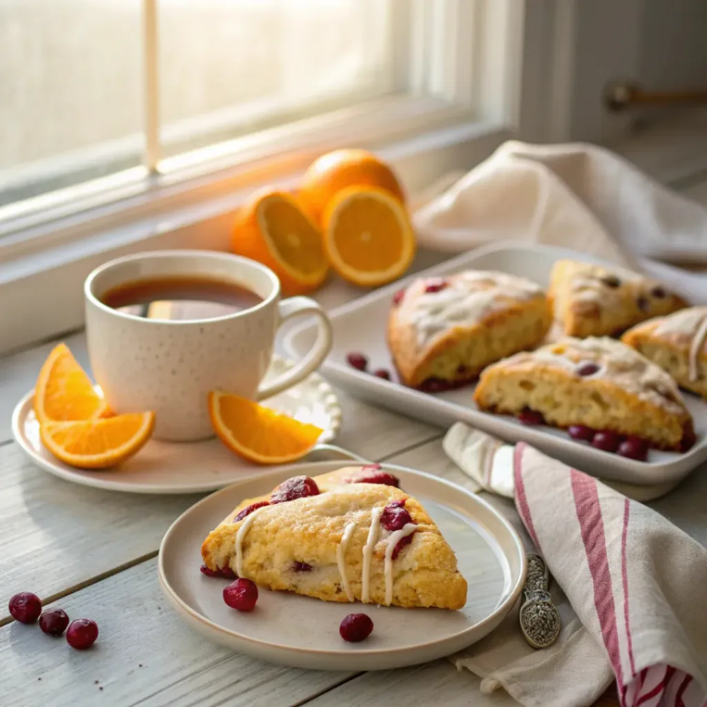 How to Make Perfect Cranberry Orange Scones 8 Cranberry Orange Scones served with tea
