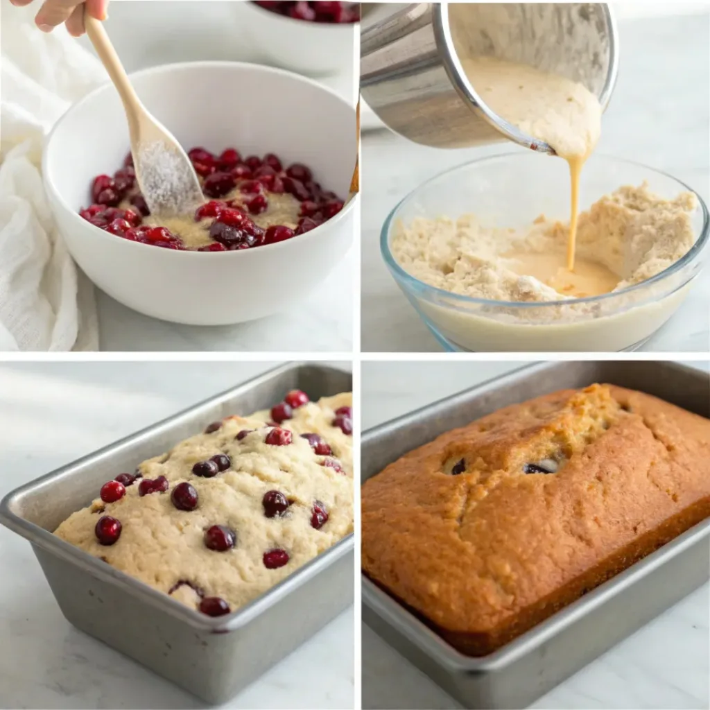 Cranberry Orange Bread – Moist, Sweet, and Zesty 7 steps making cranberry orange bread