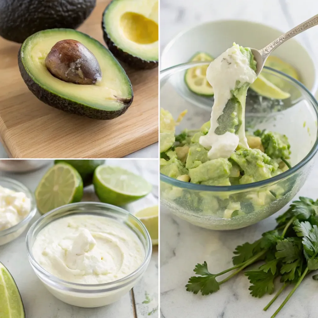 Easy Creamy Avocado Salsa – Ready in Minutes 7 Step-by-step collage showing how to make creamy avocado salsa