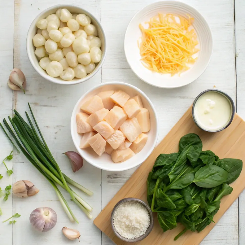 Creamy Crack Chicken Gnocchi – One Skillet Comfort Food 6 Flat lay of ingredients for creamy chicken gnocchi