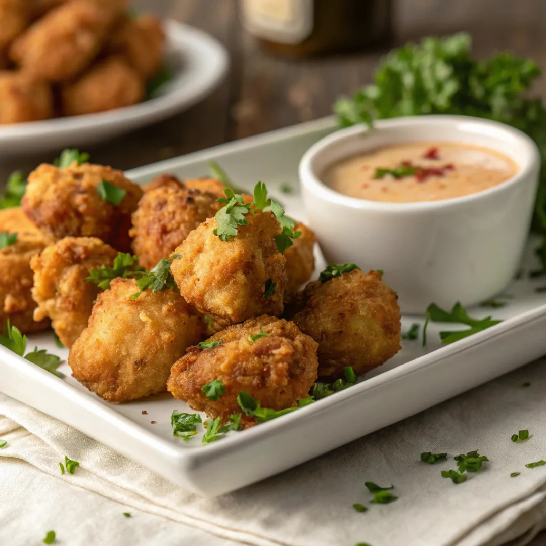 crispy baked chicken bites with dipping sauce