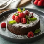 Flourless Chocolate Cake – Rich, Decadent, and Gluten-Free 9 Rich flourless chocolate cake with powdered sugar and raspberries
