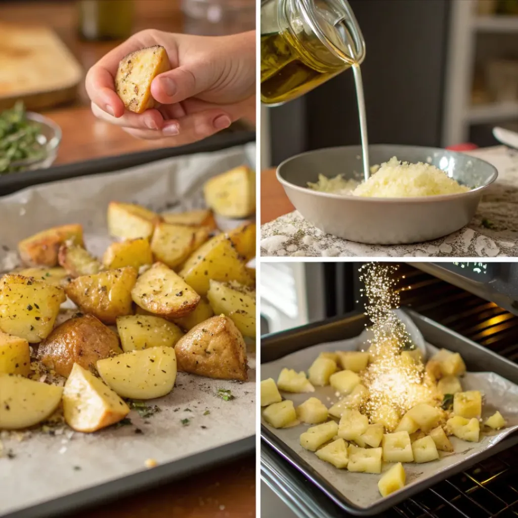 Garlic Parmesan Roasted Potatoes – Crispy & Flavorful Side Dish 7 Step-by-step process of roasting garlic parmesan potatoes