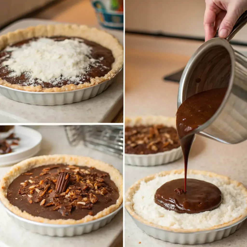 German Chocolate Pie – Rich, Decadent, and Irresistible 7 Step-by-step collage showing how to make German chocolate pie