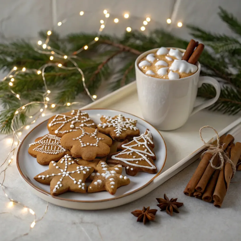 Gingerbread Cookies – Warmly Spiced and Perfectly Soft 8 Gingerbread Cookies served with a cup of hot cocoa