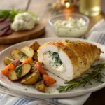 Herbed Goat Cheese Stuffed Chicken 9 Baked chicken breast stuffed with herbed goat cheese