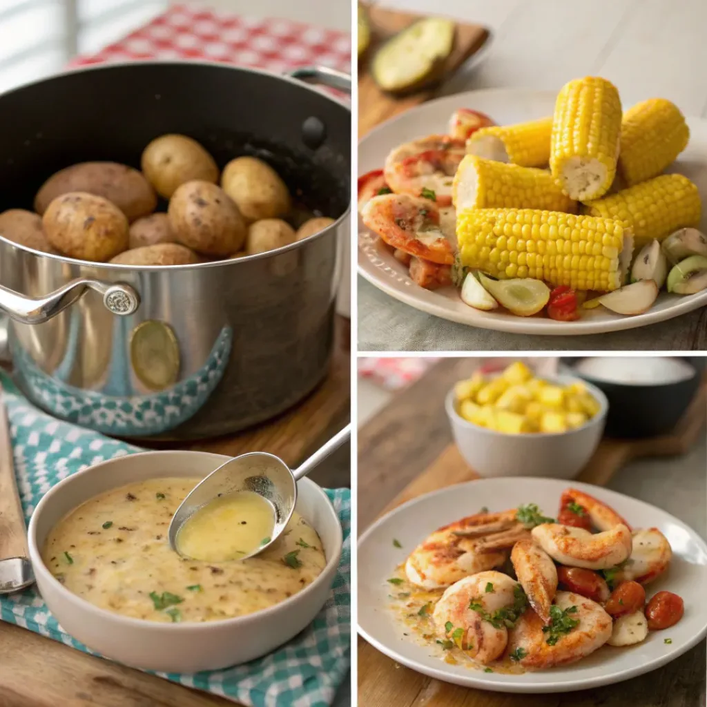 Cajun Seafood Boil – Flavor-Packed Coastal Feast 7 Step-by-step collage showing preparation of Cajun Seafood Boil