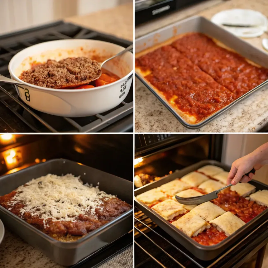 Classic Beef Lasagna – Traditional Italian Comfort Food 7 Step-by-step collage of making classic beef lasagna