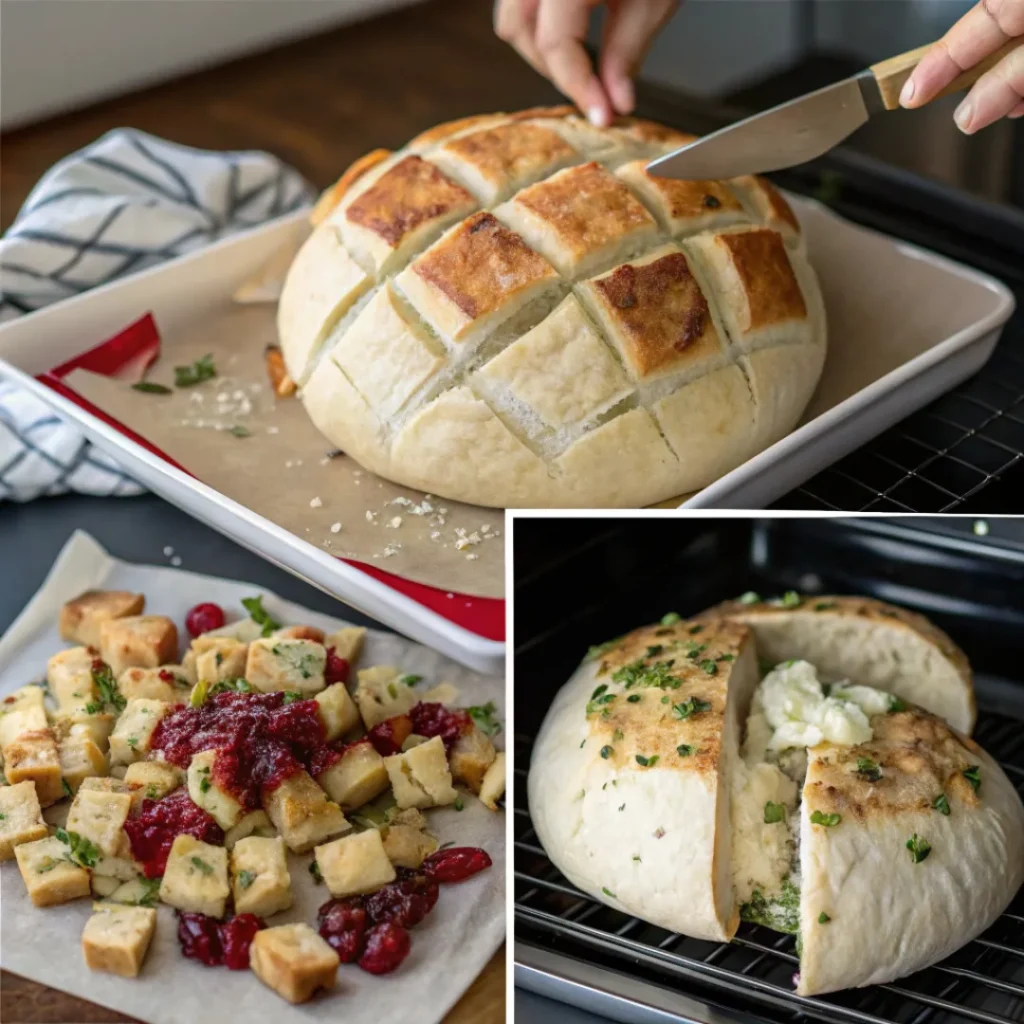 Steps Making Cranberry Brie Pull Apart Bread