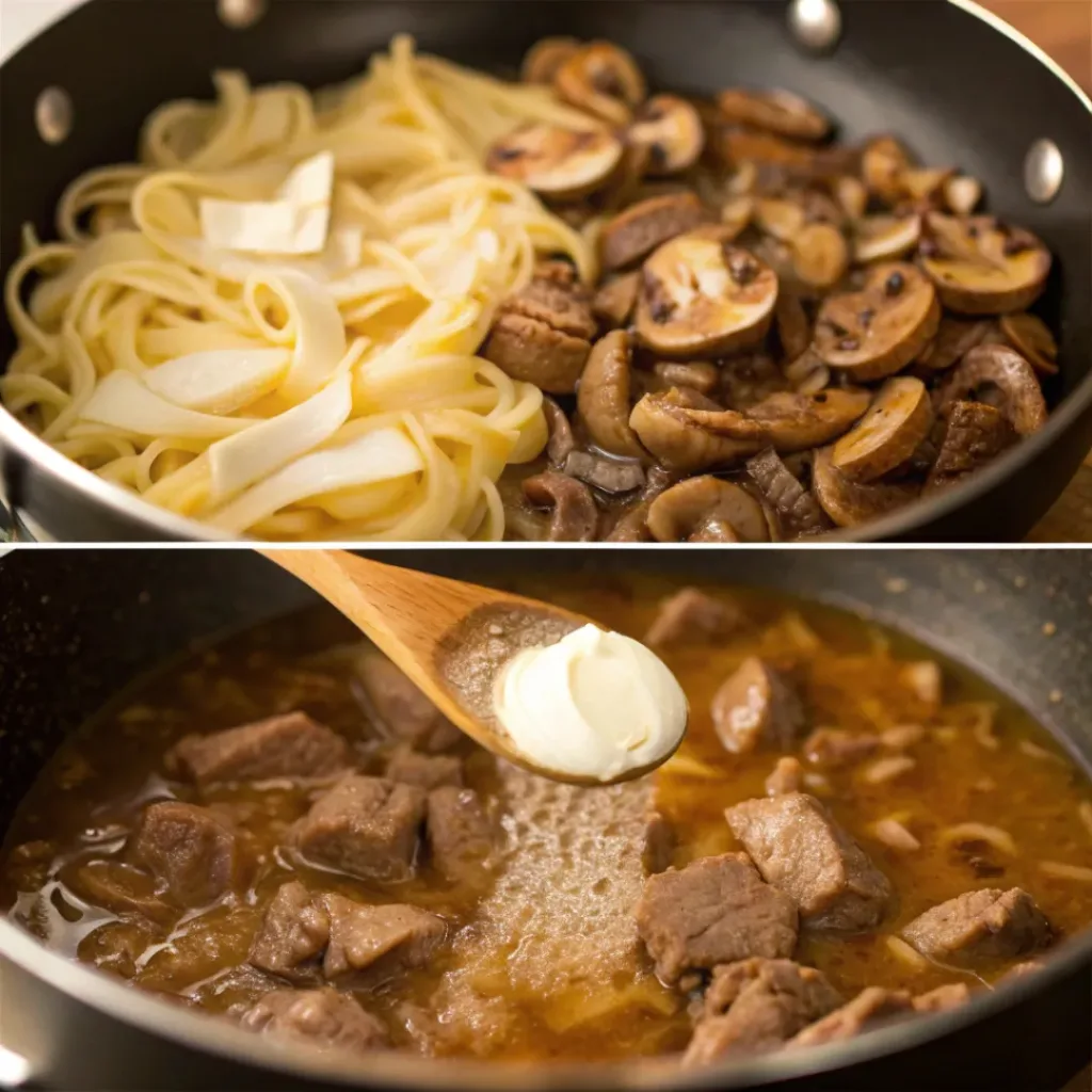 Creamy Beef Stroganoff Soup – Comfort in a Bowl 7 Step-by-step process of making beef stroganoff soup