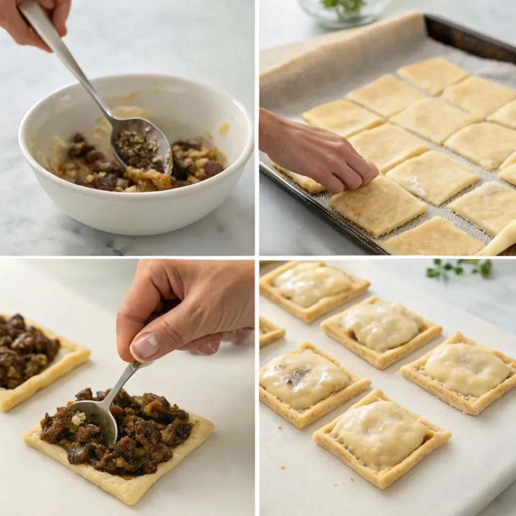 Mushroom Puffs – Flaky, Savory Bites of Perfection 7 Step-by-step process of making Mushroom Puffs