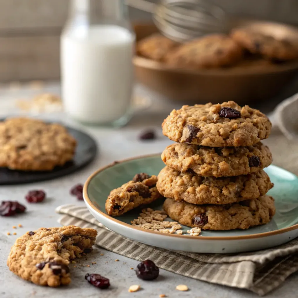 Stack of freshly baked Oatmeal Raisin Cookies