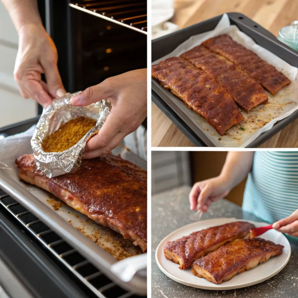 Oven Baked Beef Back Ribs – Tender and Juicy 7 Step-by-step collage showing how to prepare oven baked beef back ribs