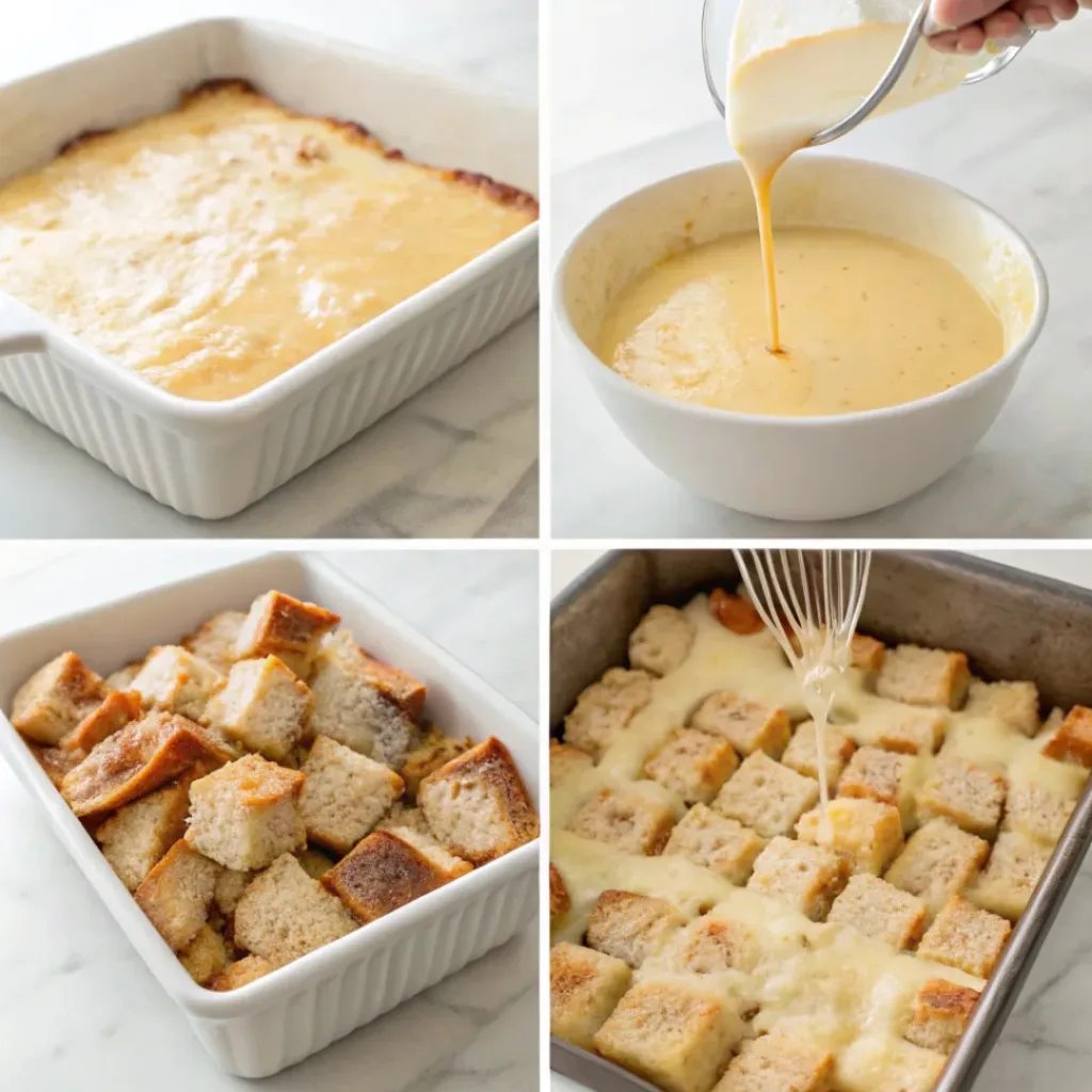 Baked French Toast Casserole for Breakfast or Brunch 7 Step-by-step making overnight French toast casserole