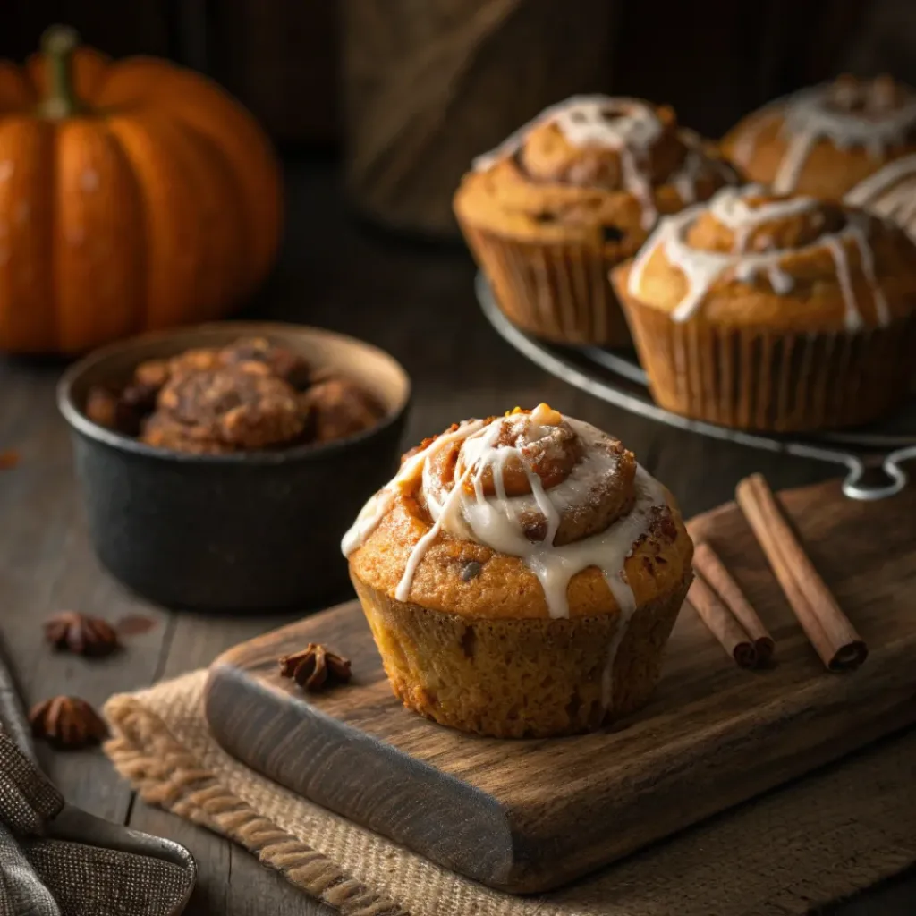 Pumpkin Cinnamon Roll Muffins
