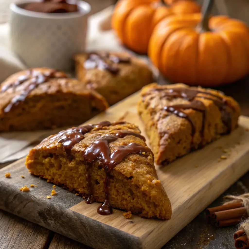 Pumpkin Scones with Espresso Glaze