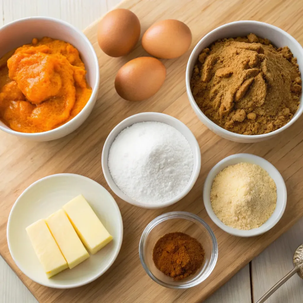 Soft Pumpkin Spice Cookies – Perfect Fall Treat 6 Overhead view of ingredients for pumpkin spice cookies