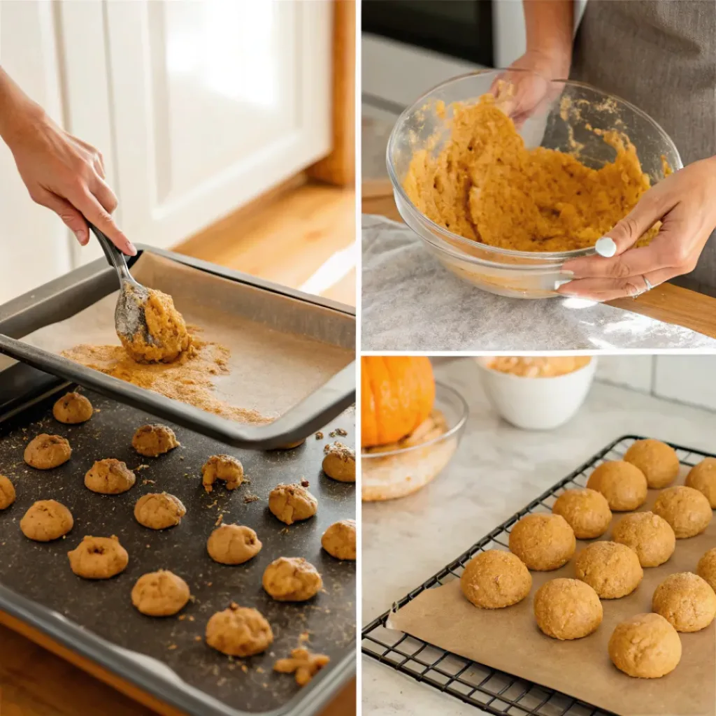 Soft Pumpkin Spice Cookies – Perfect Fall Treat 7 Step-by-step collage showing how to make pumpkin spice cookies