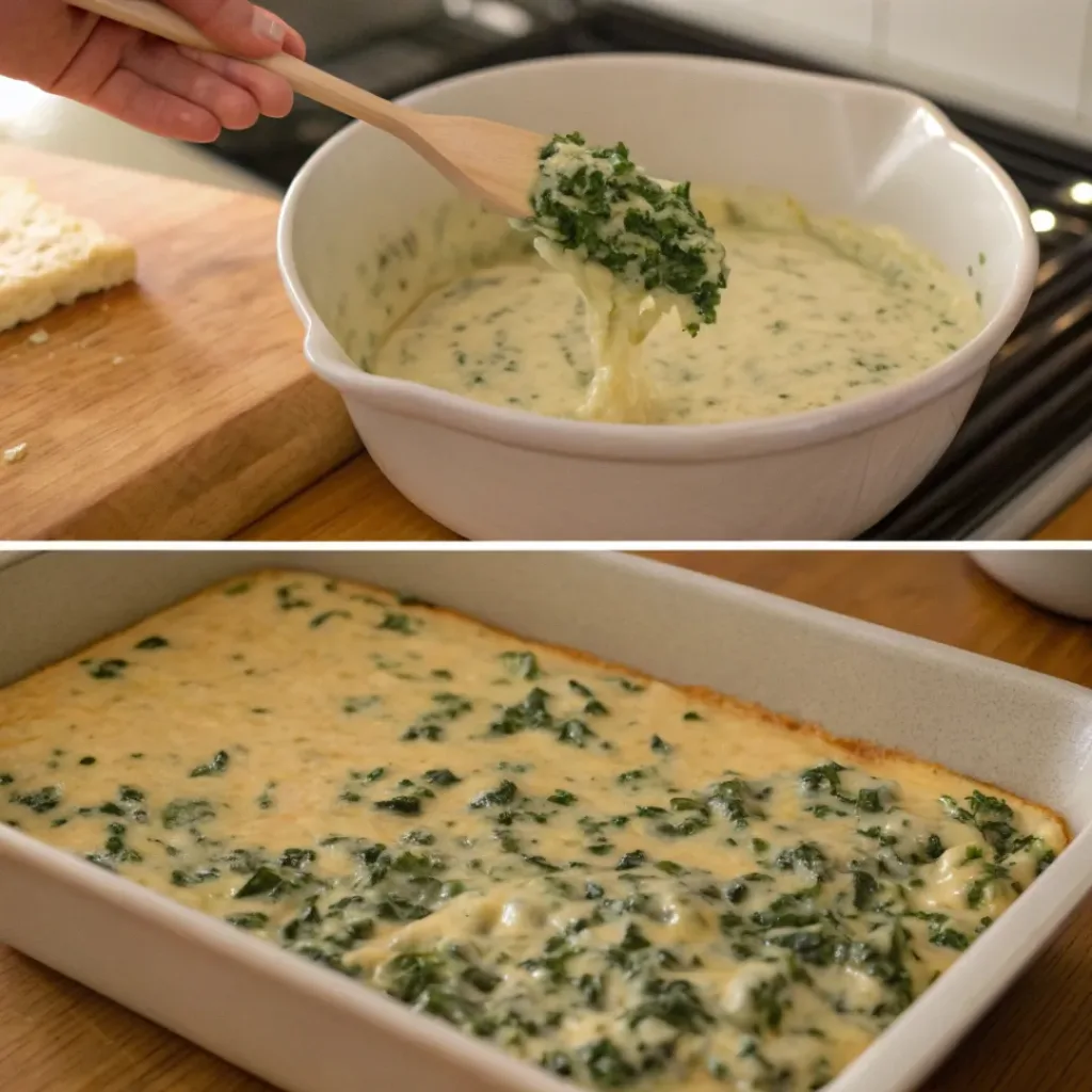 Creamy Spinach Dip – The Perfect Party Appetizer 7 Step-by-step collage showing how to make spinach dip