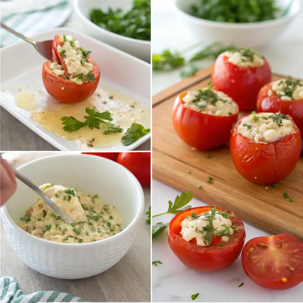 Step-by-step process of making Stuffed Cherry Tomatoes