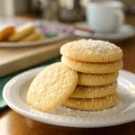 Stack of soft easy sugar cookies on a plate