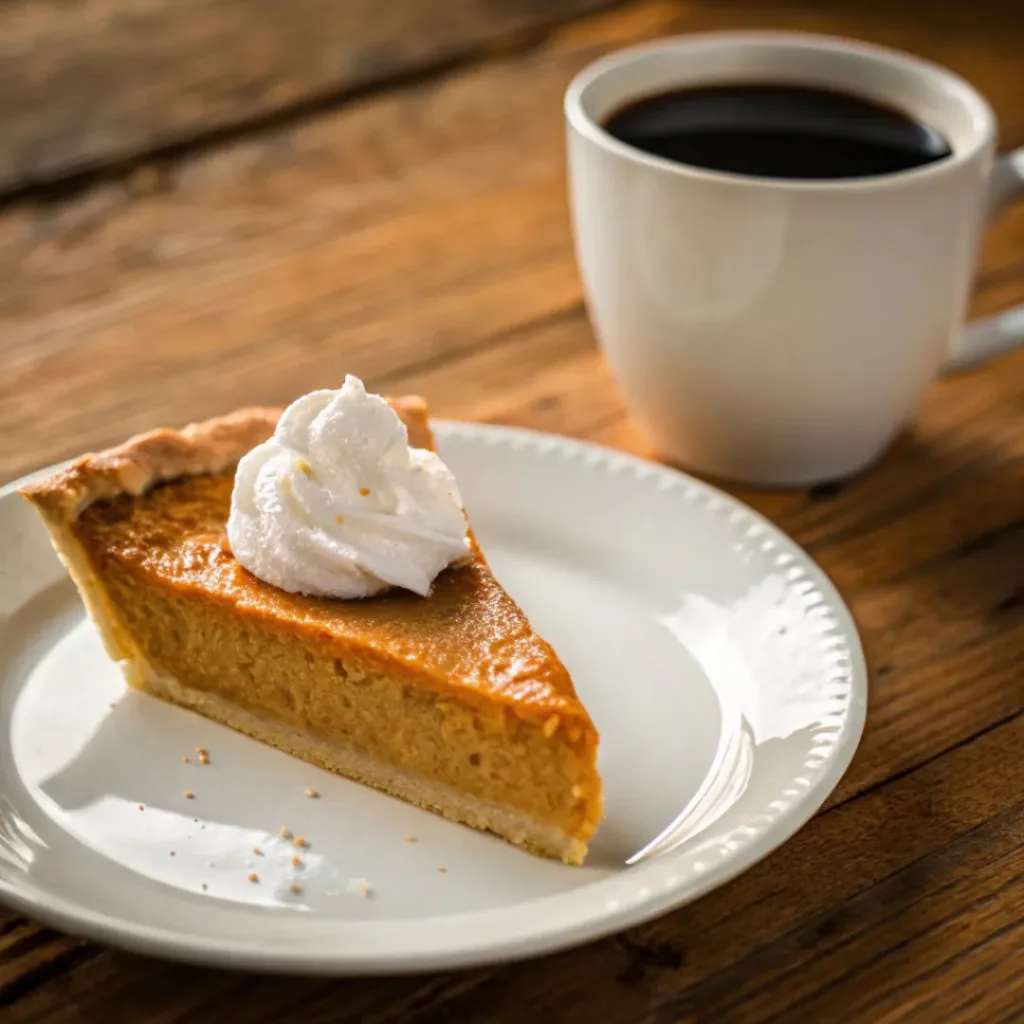 Sweet Potato Pie – A Classic Southern Dessert 8 Slice of sweet potato pie served with whipped cream and coffee