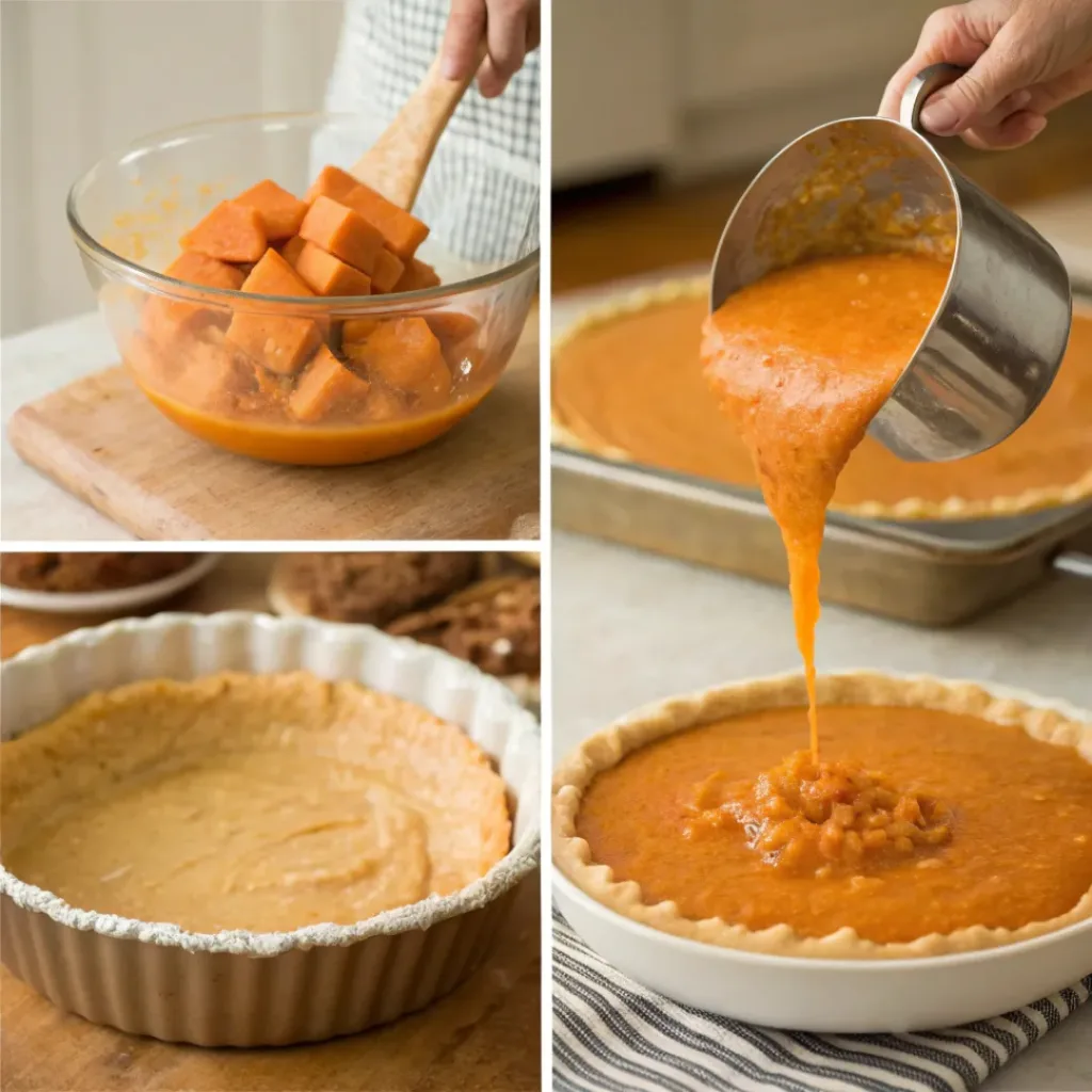 Sweet Potato Pie – A Classic Southern Dessert 7 Step-by-step collage showing how to make sweet potato pie