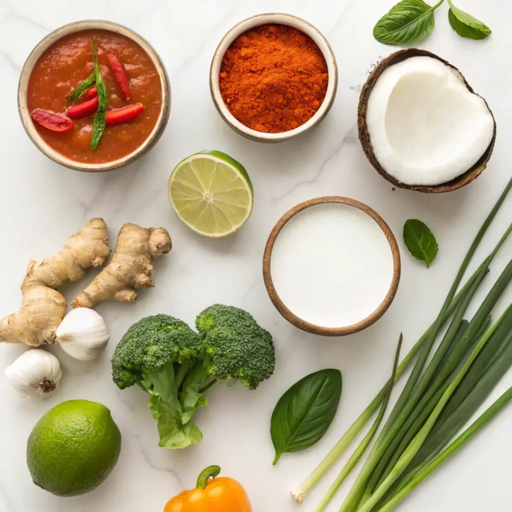 Ingredients for Thai coconut curry stew