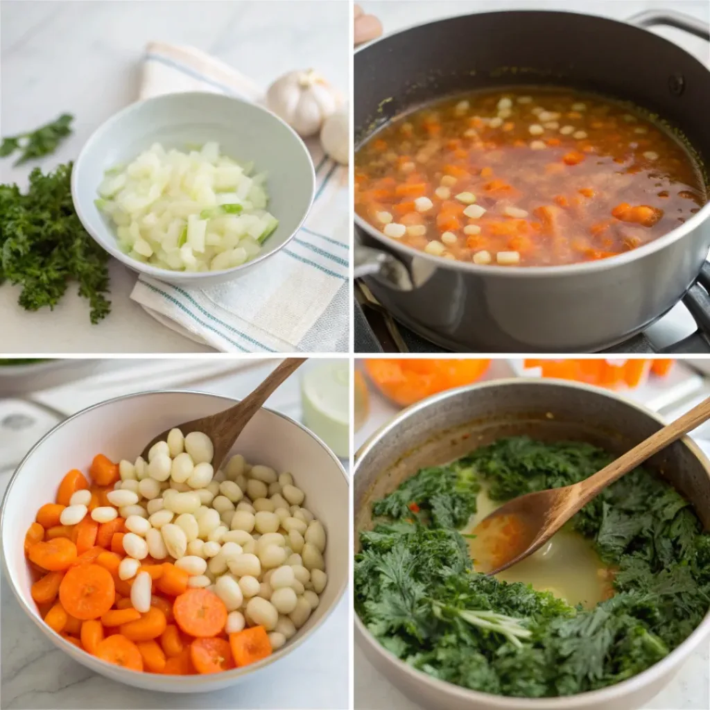 Tuscan White Bean and Kale Soup – Healthy & Hearty 7 Step-by-step cooking Tuscan white bean and kale soup