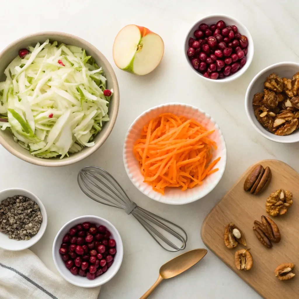 Easy Winter Crunch Salad Recipe for Any Meal 6 Flat lay of ingredients for Winter Crunch Salad