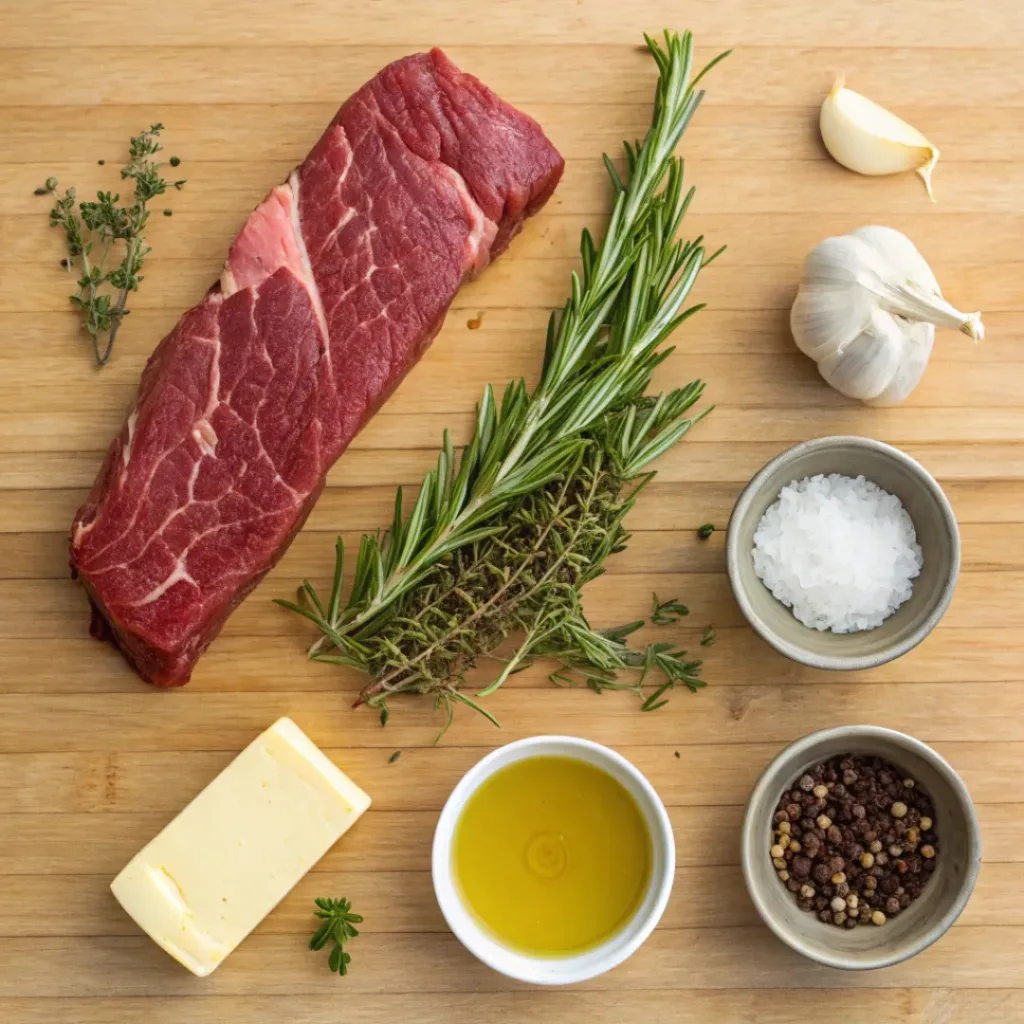 Easy Herb Roasted Beef Tenderloin – Elegant Main Course 6 Flat lay of ingredients for herb roasted beef tenderloin