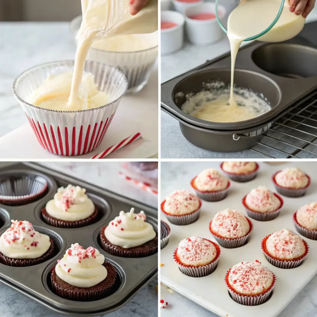 Easy Candy Cane Cupcakes 7 Step-by-step process of making Candy Cane Cupcakes