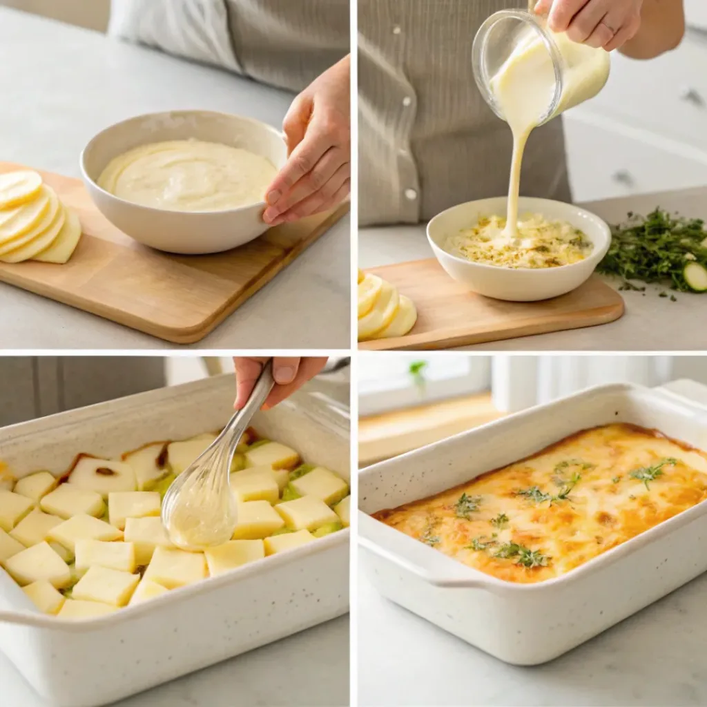 Baked Rutabaga Gratin with Cream and Herbs 7 Step-by-step process for rutabaga gratin
