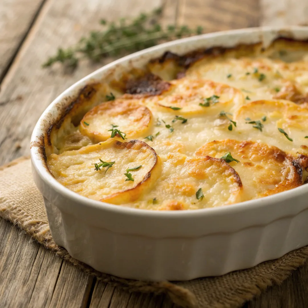 Baked Rutabaga Gratin with Cream and Herbs 5 Baked rutabaga gratin with golden cheese topping