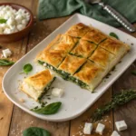 Homemade Spinach Feta Pie with Phyllo Crust 9 Golden baked spinach and feta pie
