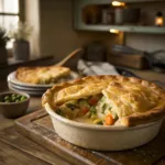 Creamy Vegetable Pot Pie with Flaky Crust 9 Vegetable pot pie with golden crust and creamy filling