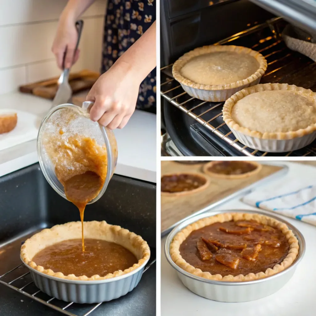 Collage showing steps to make Apple Butter Pie