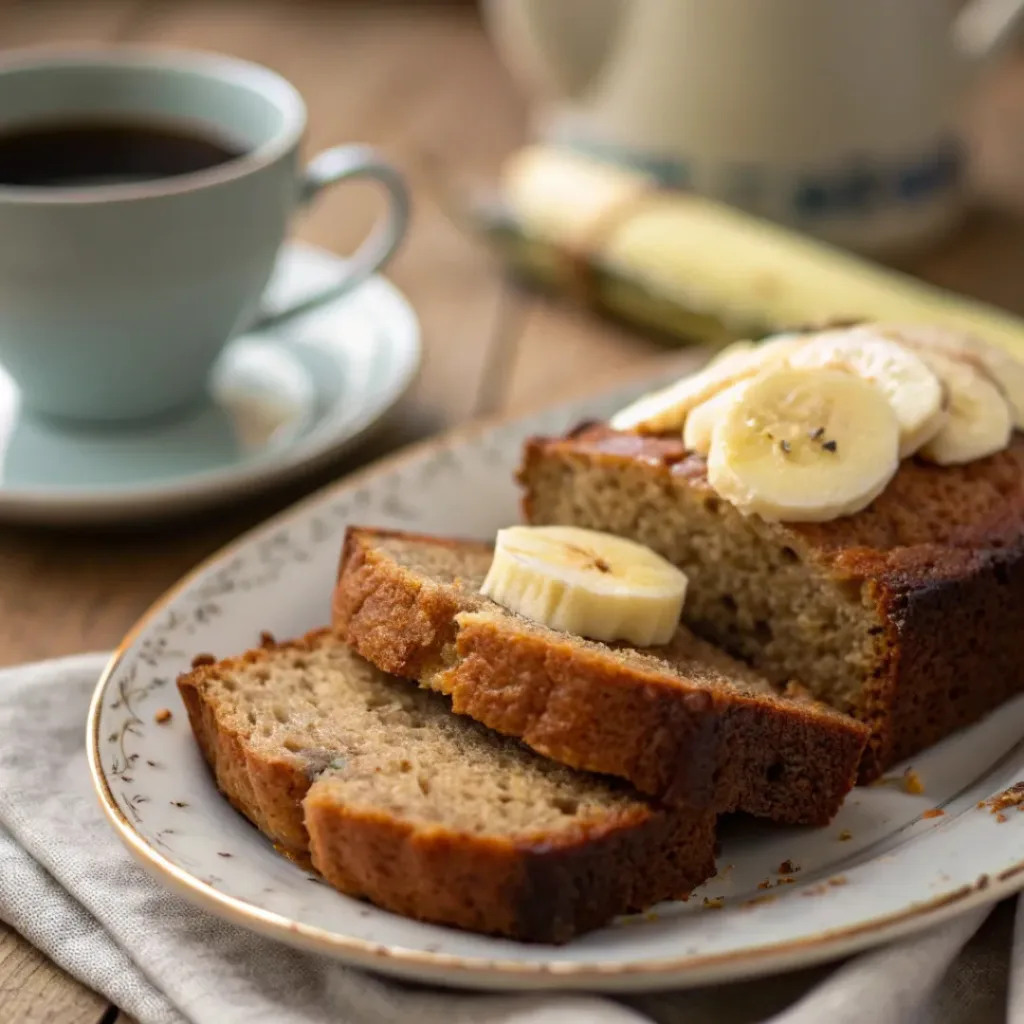Moist, Soft, and Perfectly Sweet Banana Bread 8 Slice of Banana Bread served with coffee or tea