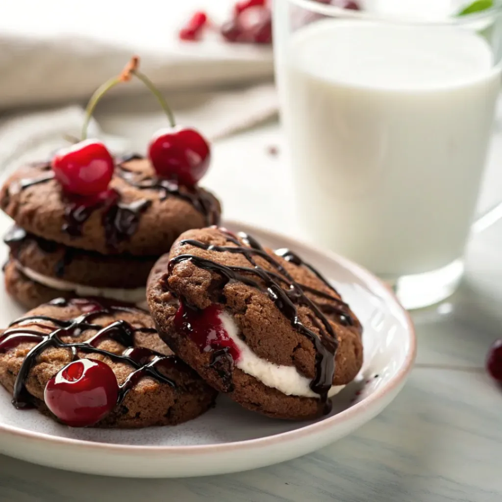Black Forest Cookies served with milk or hot chocolate