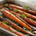 Caramelized roasted carrots glazed with brown sugar and butter