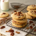 Stack of golden brown butter pecan cookies